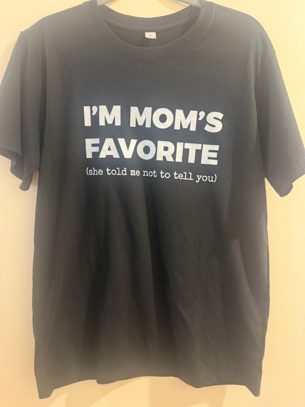 Gildan Black Tee with White and Light Blue Slogan